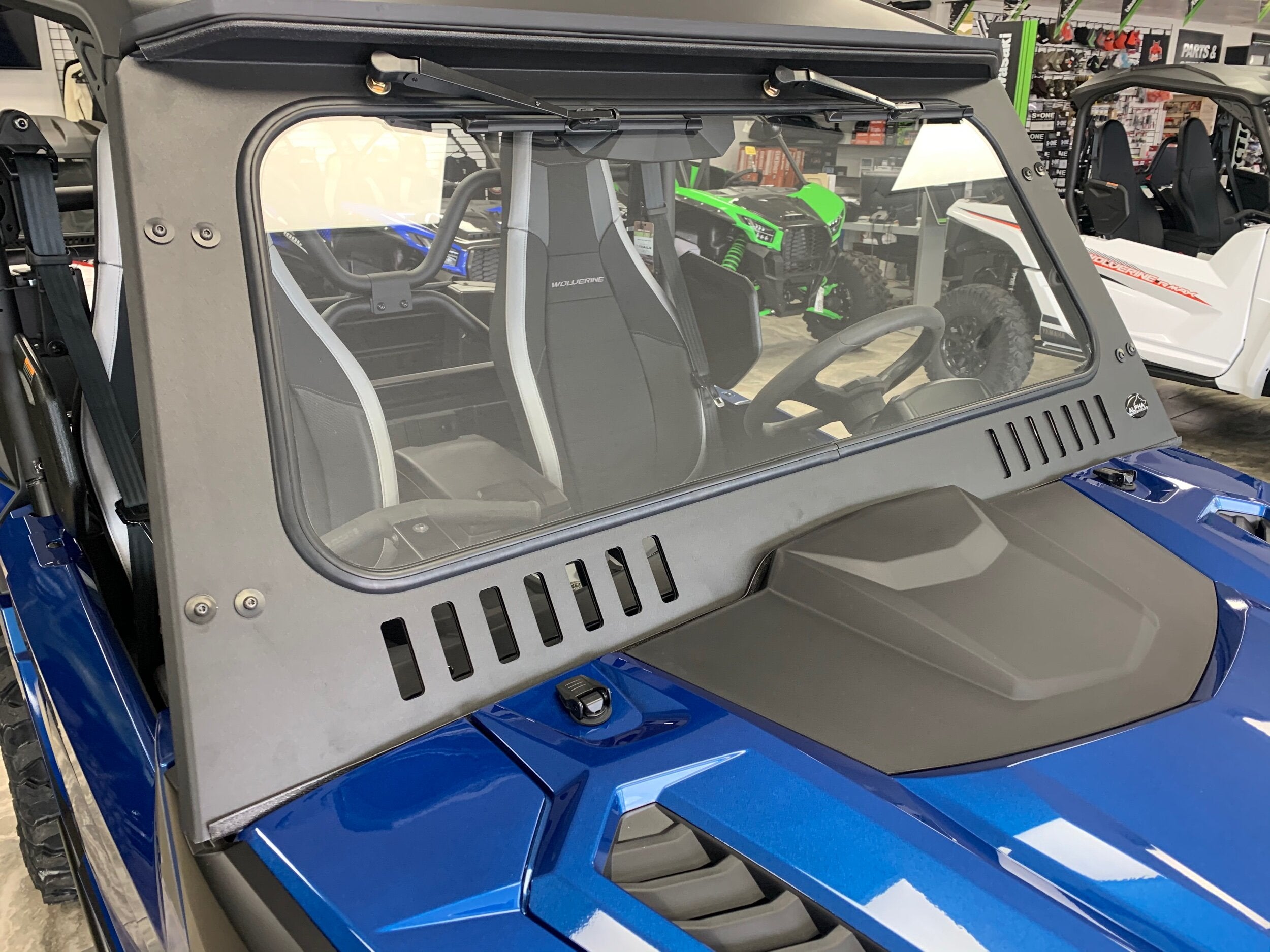 Yamaha Rmax Rear Sliding Windshield Yamaha RMAX Windshield: Vented Laminated Glass – Alpha Windshields
